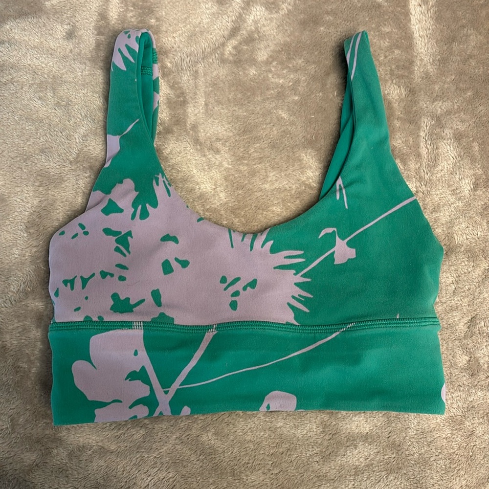 Lululemon Align Reversible Bra Size 4 Green/Teal Floral Print EUC